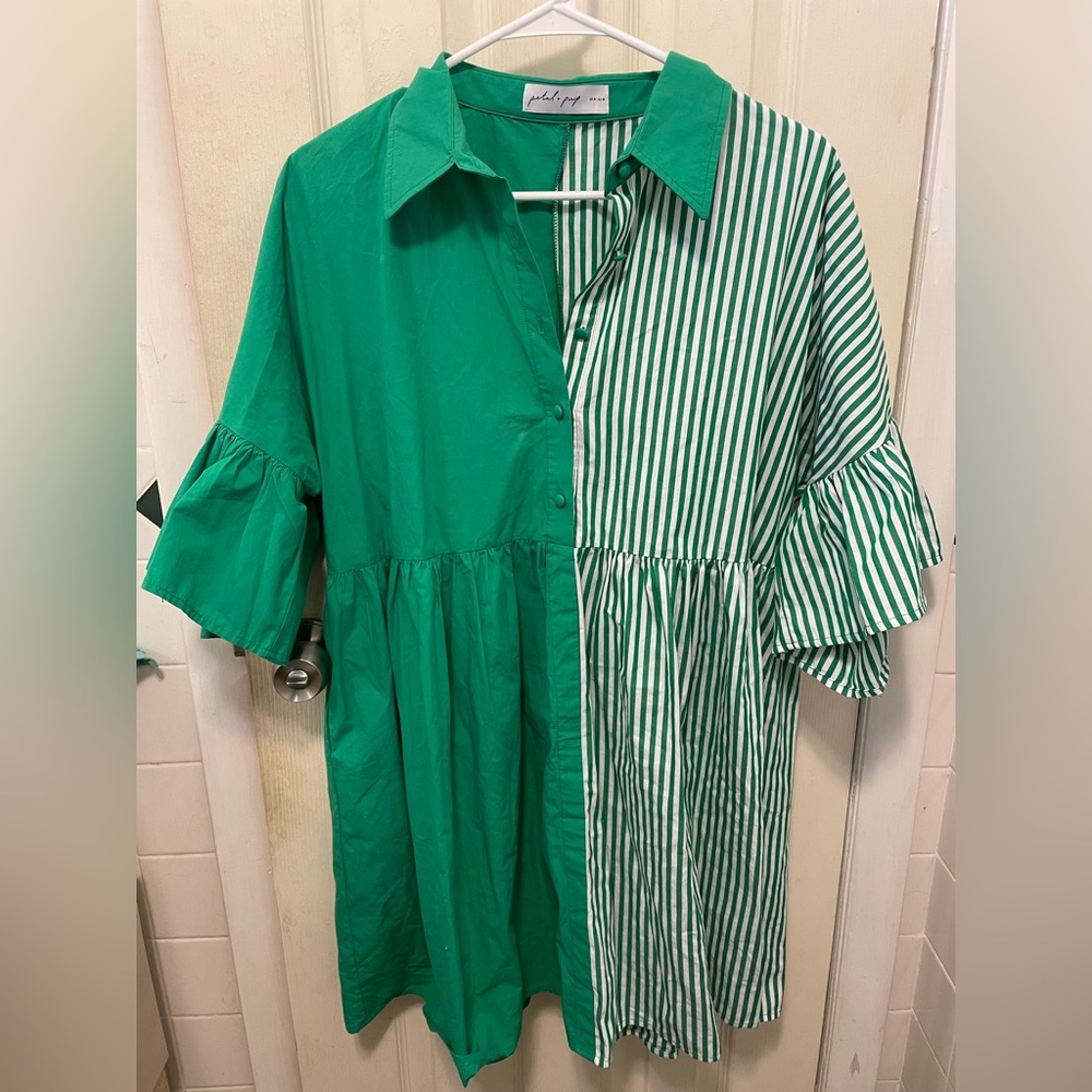 Petal & Pup Green Striped Dress